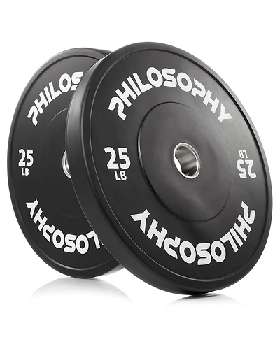 Philosophy Gym Set of 2 Olympic 2-Inch Rubber Bumper Plates (25 Lb each) Black