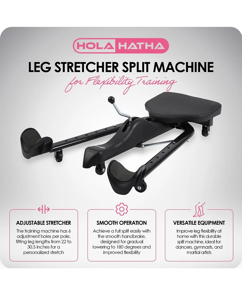 HolaHatha Leg Stretcher Split Machine for Flexibility Training, Steel, Black