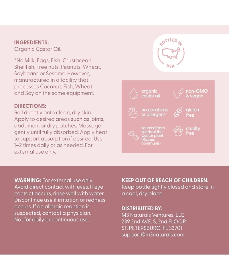 M3 Natural Castor Oil Roll on | 1ct