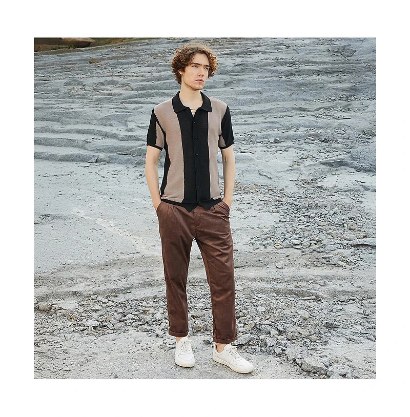 Campus Sutra Men's Panel-Knit Slim-Fit Shirt