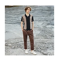 Campus Sutra Men's Panel-Knit Slim-Fit Shirt