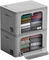 Sorbus 2 Pack Large Foldable Storage Box - Metal Frame, Oxford Fabric, Large Window & Handles