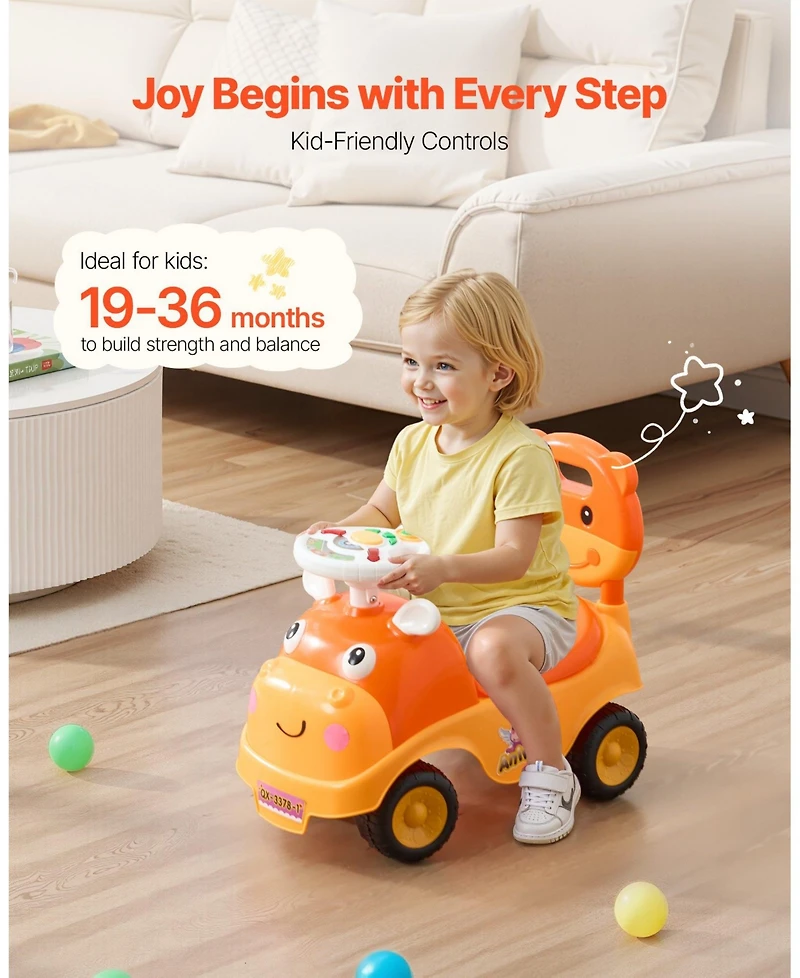 Mecale Ride On Toddler Push Car, Kids Ride-On Toy with Horn, Music and Storage