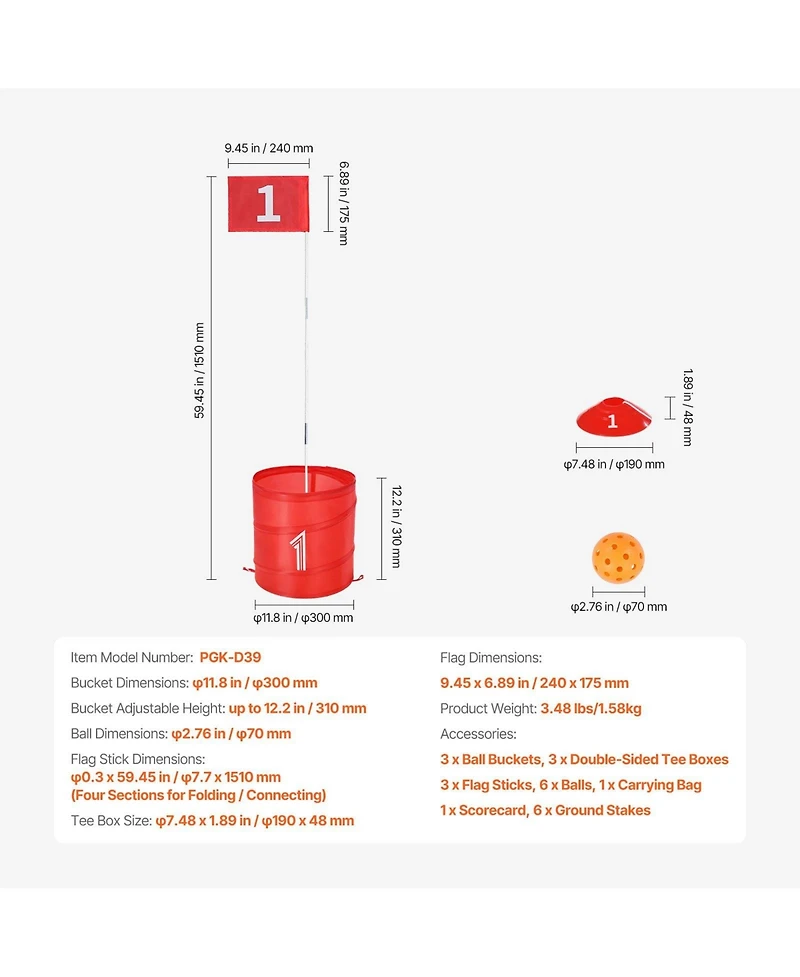 Mecale Backyard Golf Game, 3-Hole Chipping Practice Set for Family, Adults & Kids, Portable Outdoor Golf Game for Lawn, Yard or Beach