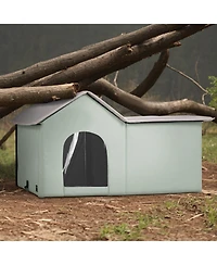 Cozito Large Heated Foldable Outdoor Cat Shelter, Green