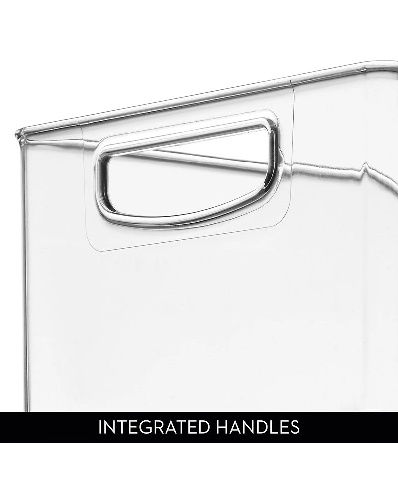 iDesign Plastic Stackable Pantry Bin with Handles, Set of 4, Clear