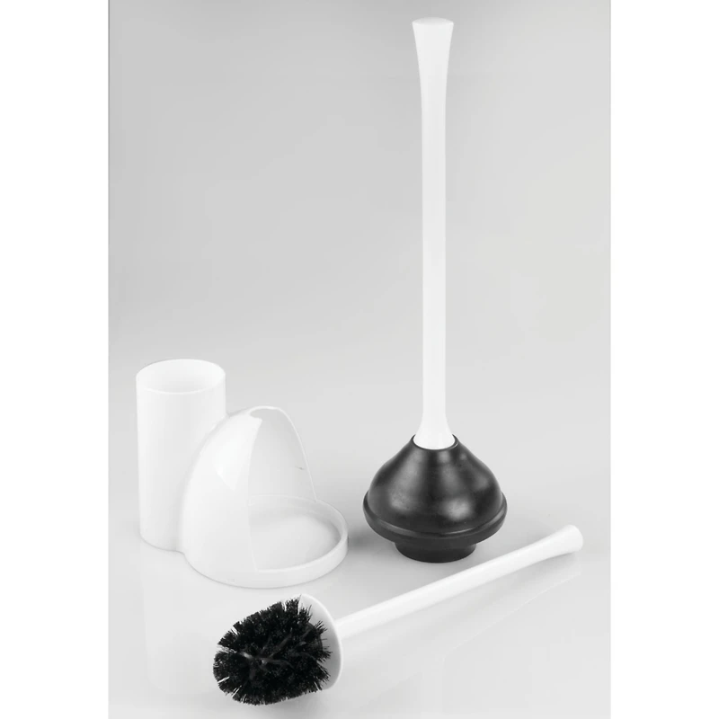 iDesign Compact Bowl Brush and Plunger Set - White