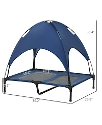 Aostirmotor Elevated Portable Dog Cot with Pad and legs in Dark Blue