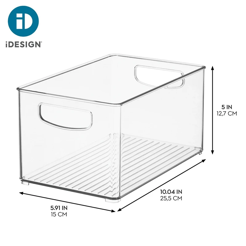 iDesign Plastic Stackable Pantry Bins with Handles, Set of 2, Clear