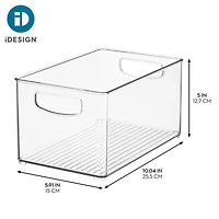 iDesign Plastic Stackable Pantry Bins with Handles, Set of 2, Clear