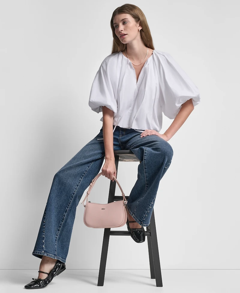 Dkny Jeans Women's V-Neck Pull-On Bubble Top