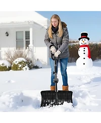 Mecale Snow Shovel, 18" Wide Plastic Blade, Assist D-Handle, Non-Slip Grip, Lightweight Driveway Snow Shovel