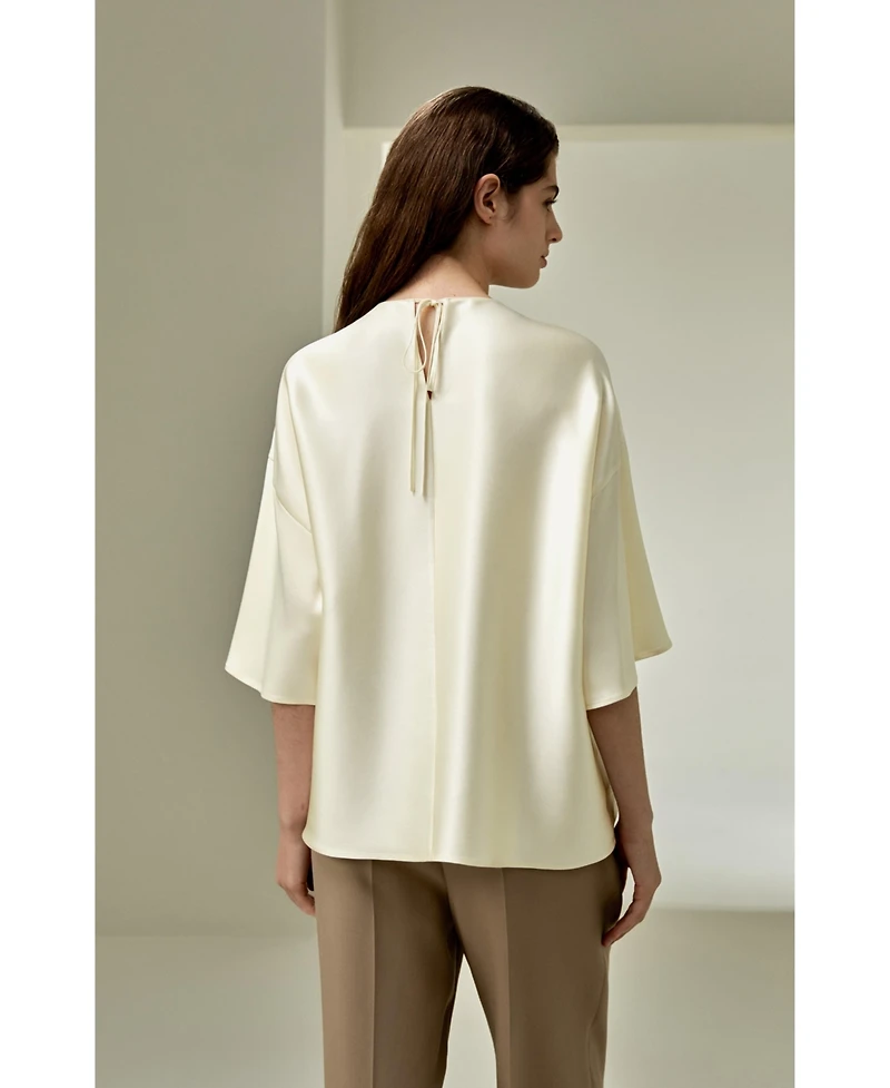 Lilysilk Women's Relaxed Silk Crewneck Blouse