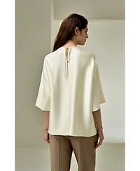 Lilysilk Women's Relaxed Silk Crewneck Blouse