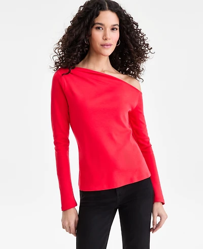 I.n.c. International Concepts Women's Long Sleeve Off-the-Shoulder Knit Top, Macy's Exclusive