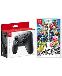 Nintendo Super Smash Bros Ultimate and Pro Controller Bundle for Switch