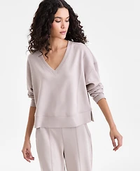 I.n.c. International Concepts Women's Off Duty Long Sleeve V-Neck Sweatshirt, Macy's Exclusive