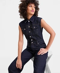 I.n.c. International Concepts Women's Denim Barrel-Leg Sleeveless Jumpsuit, Macy's Exclusive