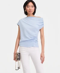 I.n.c. International Concepts Women's Short Sleeve Asymmetric Blouse, Macy's Exclusive