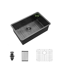 flynama 28x18x9inch Gunmetal Stainless Steel Single Bowl 16 Gauge Undermount Kitchen Sink