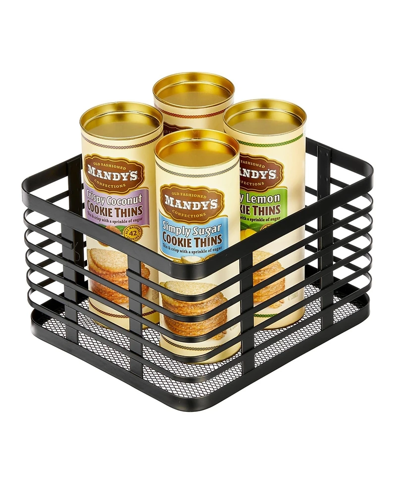 mDesign Metal Pantry Basket with Handles - Set of 4 - Matte Black