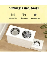 Aostirmotor 23.6 in. Wide Dog Bowls with Slow Feeder Mat in White