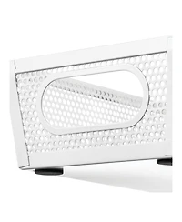 mDesign Perforated Metal Storage Bin with Handles - Set of 4 - Matte White