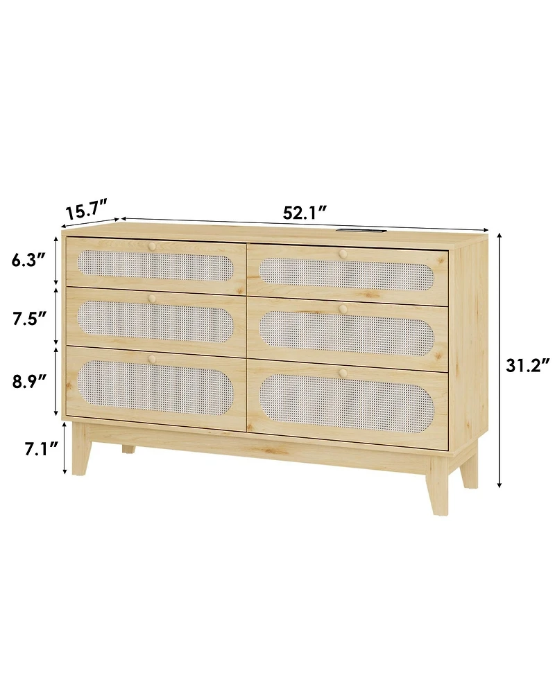 Gaomon Rattan Nightstand with Drawers, Modern Large Bedside Table Night Stand for Bedroom