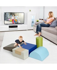 Skonyon 6 Piece Climb Crawl Play Set Indoor Baby Toddler-Gray