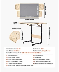 Sugift 1500-Piece Puzzle Table with Legs 34"x25" Adjustable Height with Drawers