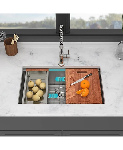 flynama Undermount Workstation Kitchen Sink Single Bowl 16 Gauge Stainless Steel