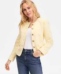 I.n.c. International Concepts Women's Collarless Cotton Tweed Jacket, Macy's Exclusive