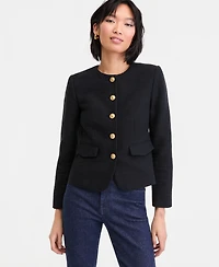 I.n.c. International Concepts Women's Collarless Cotton Tweed Jacket, Macy's Exclusive