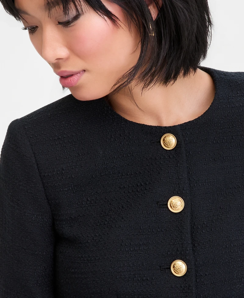 I.n.c. International Concepts Women's Collarless Cotton Tweed Jacket, Macy's Exclusive