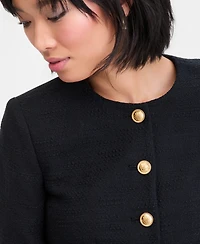 I.n.c. International Concepts Women's Collarless Cotton Tweed Jacket, Macy's Exclusive