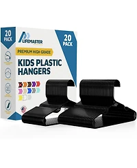 Lifemaster Kids Plastic Hangers, 11.6", with shoulder notches, space-saving, hold 5 lbs, ideal for baby, toddler & kids clothes, 20-pack