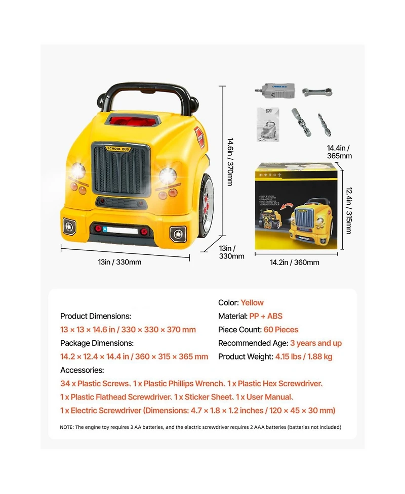 Slickblue Engine Toy, 60 Pieces, Kids Mechanic Car Repair Set with Removable Parts, Lights and Sounds, Steering Wheel and Horn