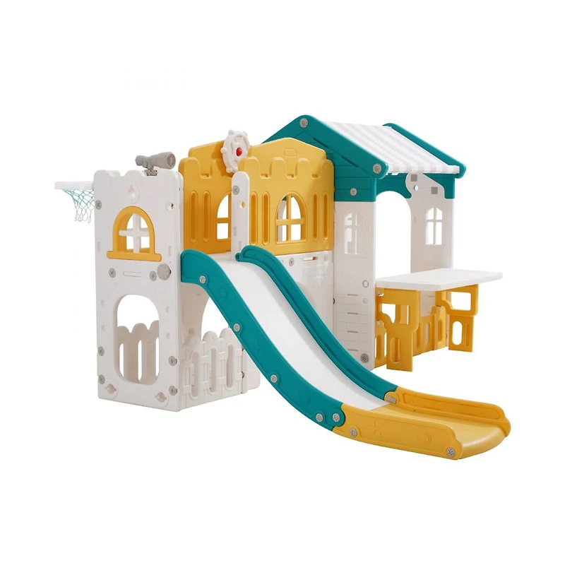 Slickblue Hdpe Playset for Toddlers with Slide, Basketball & Telescope