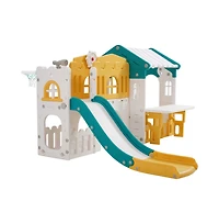 Slickblue Hdpe Playset for Toddlers with Slide, Basketball & Telescope
