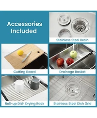 flynama 33inch Undermount Dark Gray Multifunctional Flying Rain Waterfall Single Bowl S304 Stainless Steel Handmade Kitchen Sink