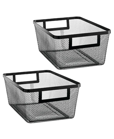 mDesign Metal Mesh Pantry Basket with Handles - Set of