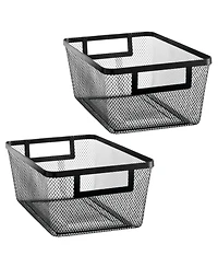 mDesign Metal Mesh Pantry Basket with Handles - Set of