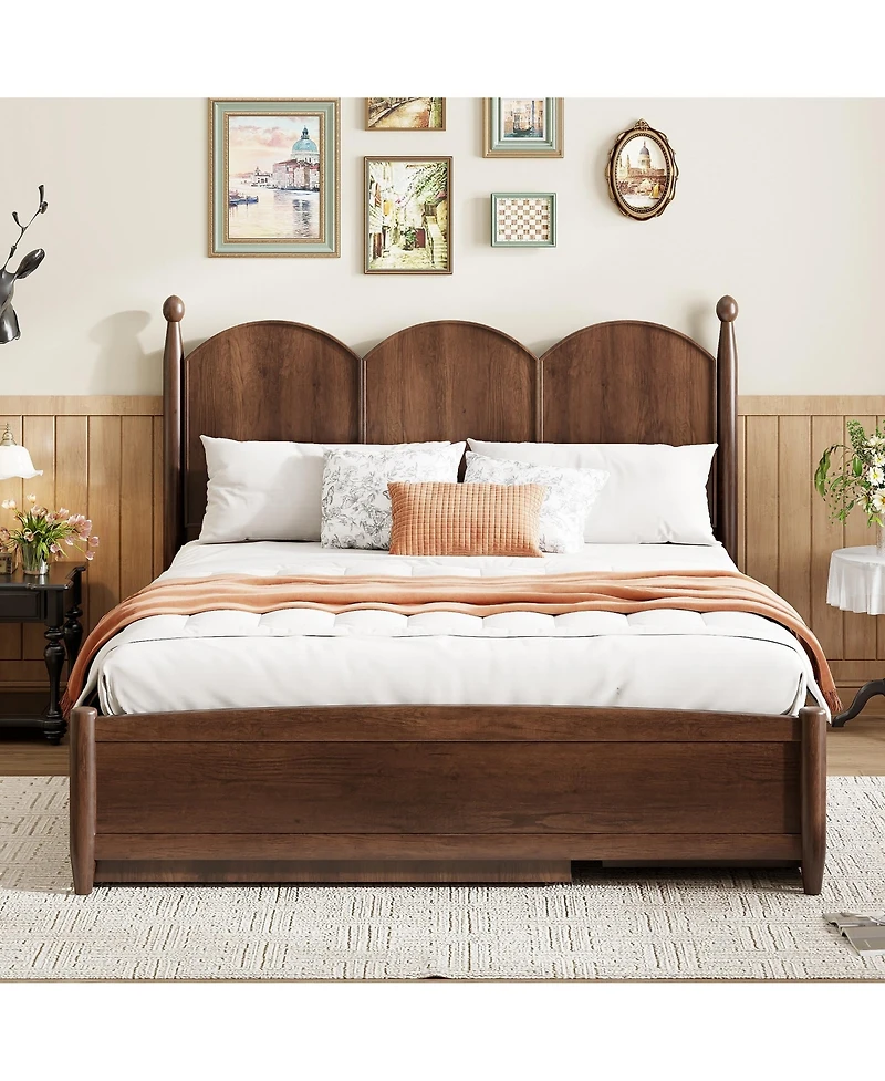 Boyel Living Queen Size Platform Bed with 2 Big Drawers and Twin Xl Size Trundle