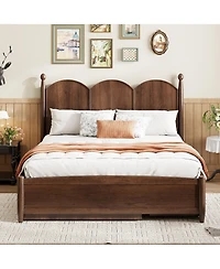 Boyel Living Queen Size Platform Bed with 2 Big Drawers and Twin Xl Size Trundle