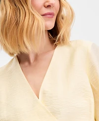 I.n.c. International Concepts Women's Long Sleeve Textured Wrap Blouse, Macy's Exclusive