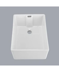 flynama 23.6x18inch White Ceramic Kitchen Sink Single Bowl High Temperature Firing Durable