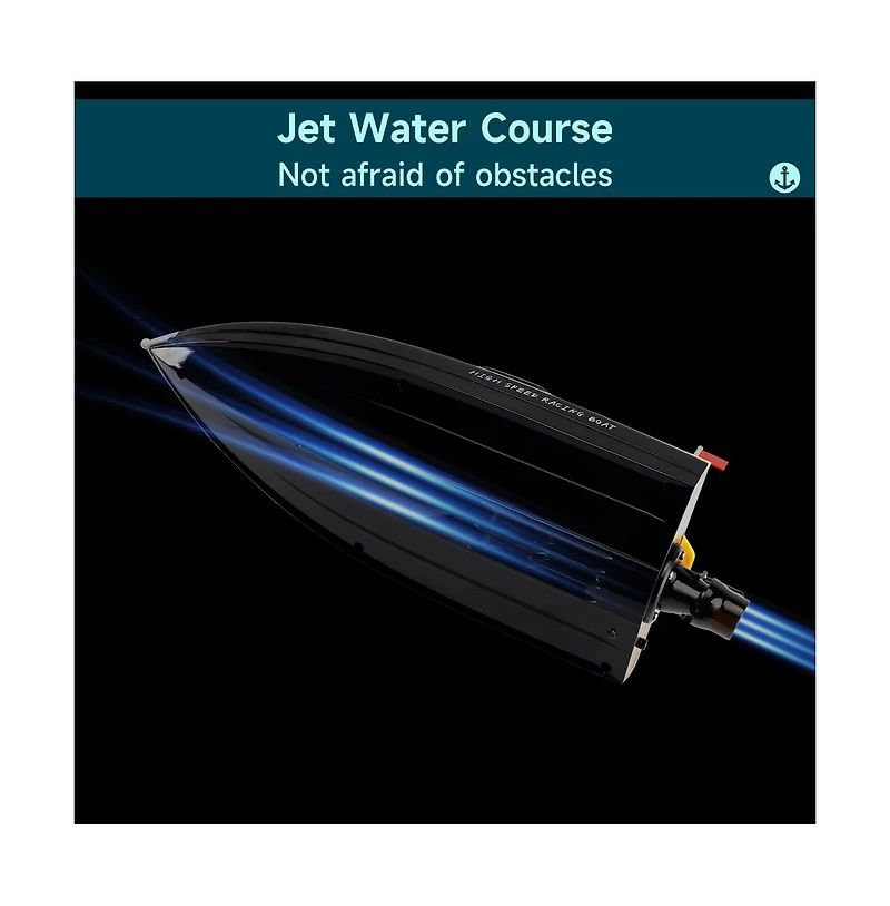 Bruce & Shark 2.4GHz Rc Jet Speedboat, 10 mph High-Speed Racing Boat with Safe Enclosed Propeller