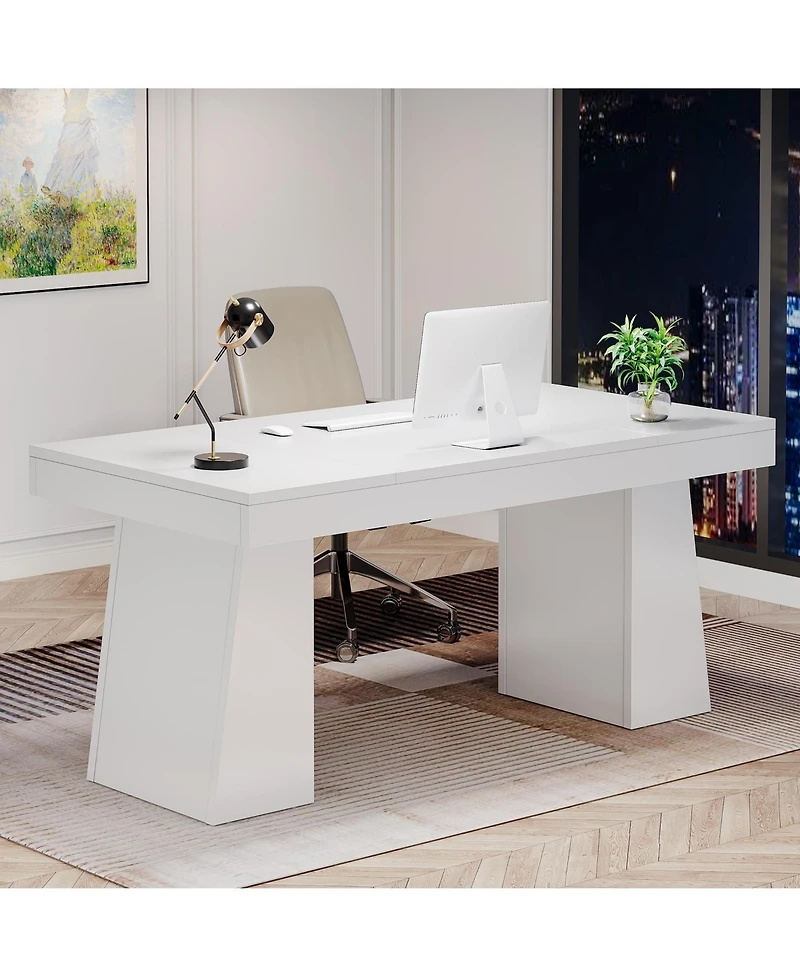 Tribesigns 55" Executive Wooden Desk with Double Pedestal