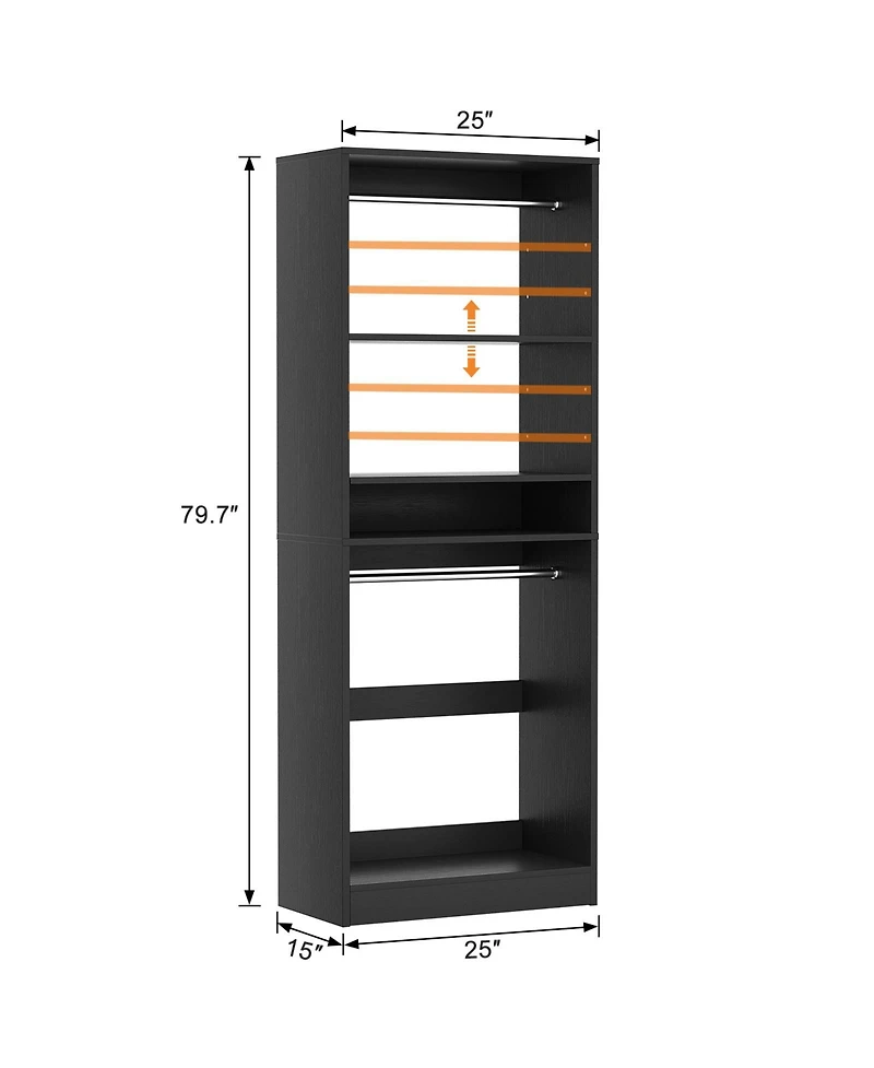 Aheaplus Closet System with 2 Hanging Rods
