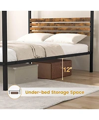 Gymax 4-Post Canopy Bed Frame Rustproof Metal Noise-free with Foot Pads